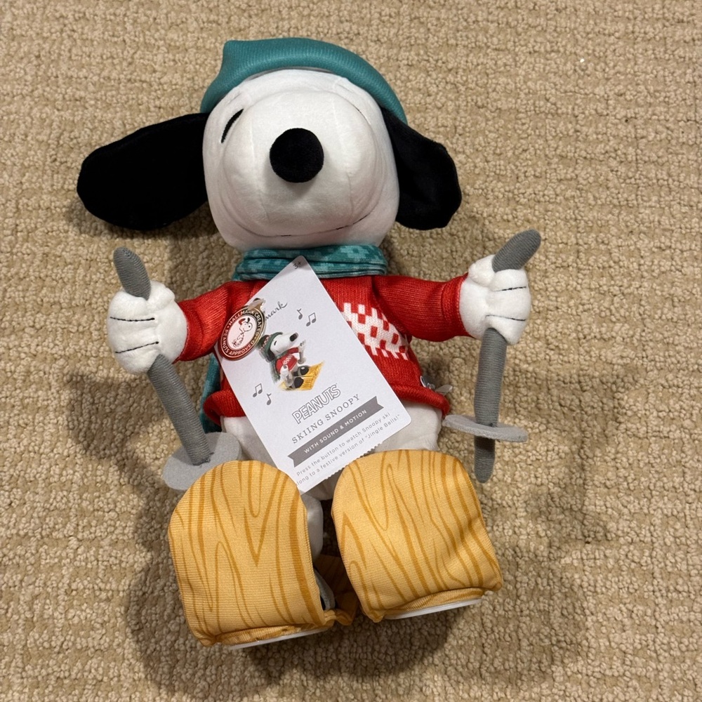 Hallmark Winter Skiing Musical Plush Snoopy - NEW WITH TAG